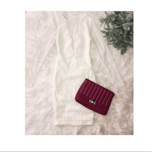 Arden B white textured midi dress✨